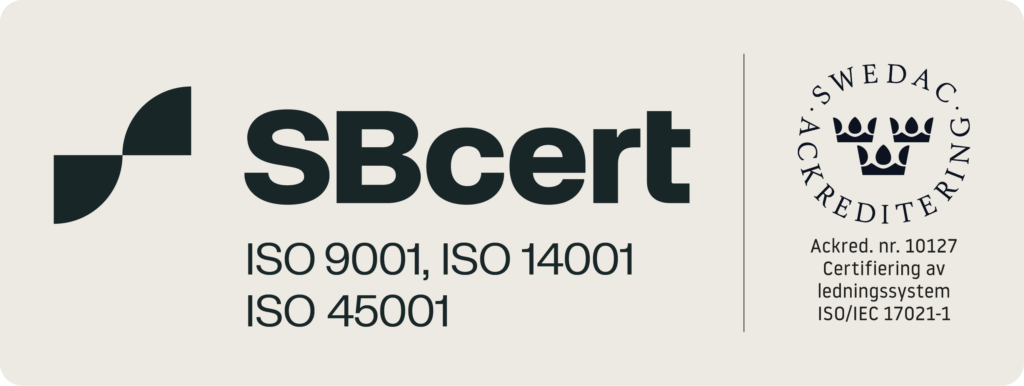 Envicon är certifierat enligt ISO 9001, ISO 14001 och ISO 45001